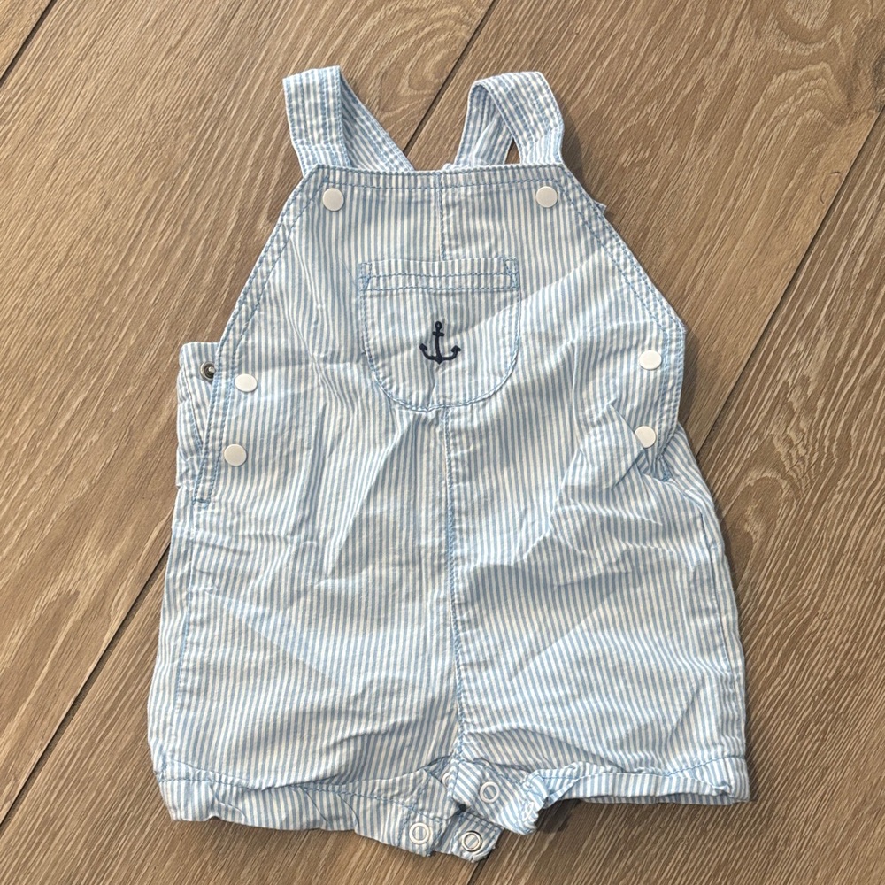 Carter's Light Blue Striped Overalls
